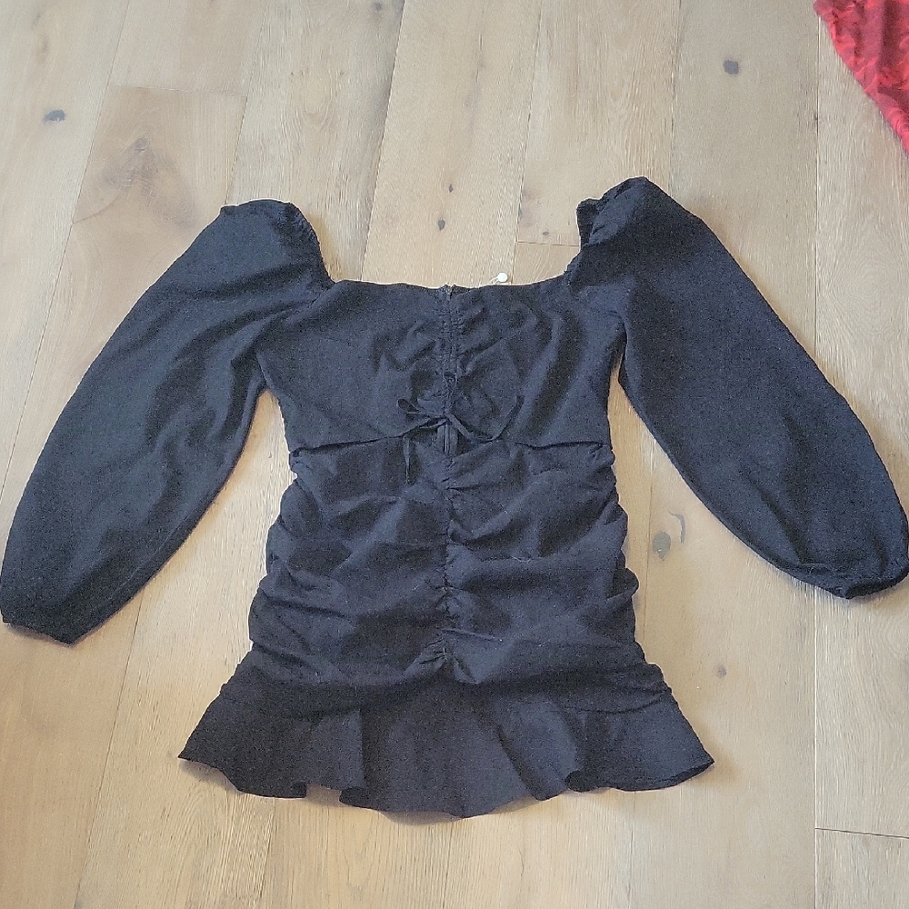 Nova Vintage Black Long Sleeved Mini Dress Size XL